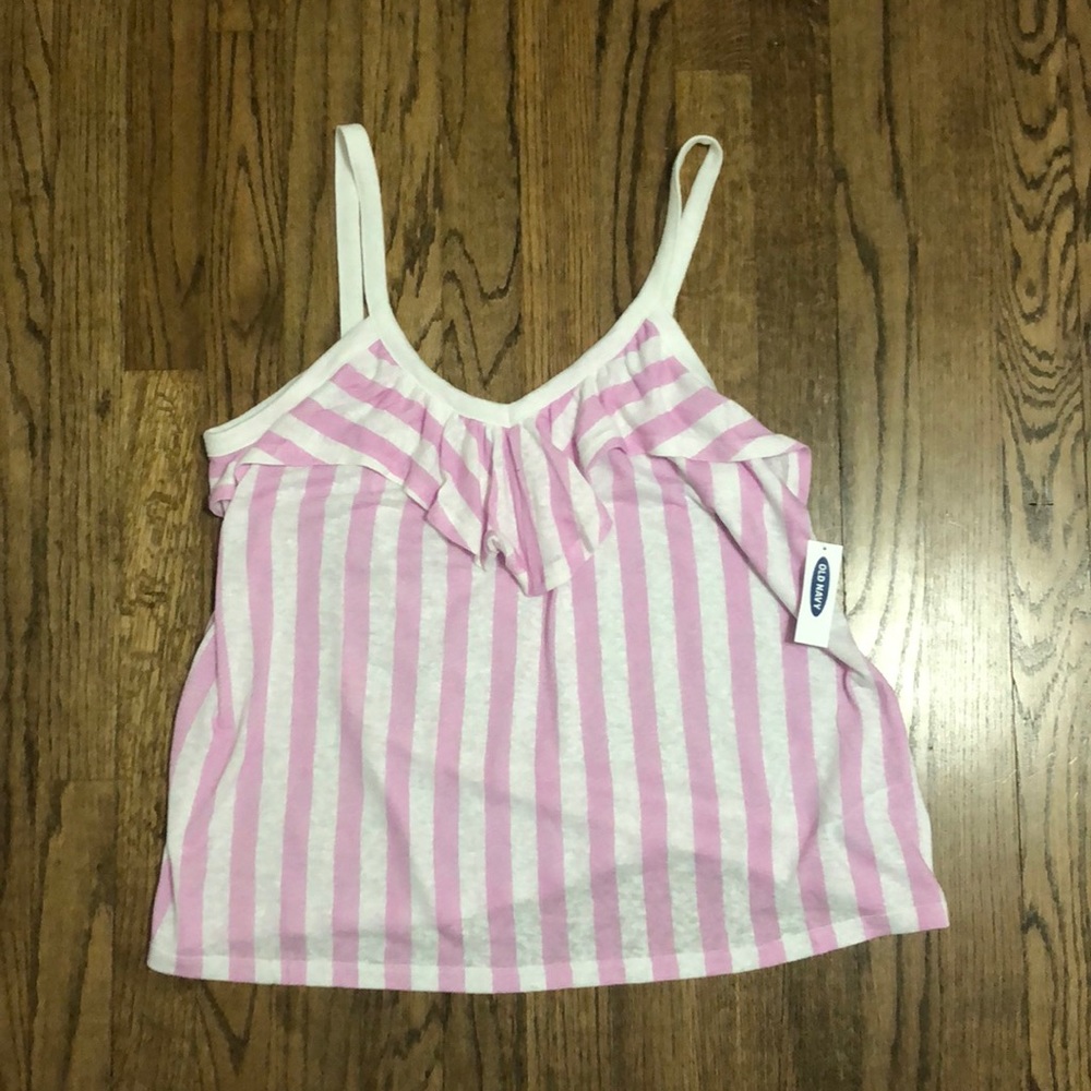 Pink and white striped tank top
